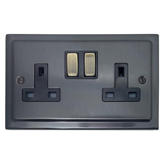 Trimline  Black Bronze 2 Gang Socket