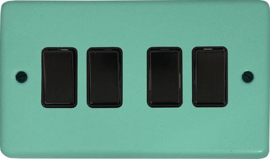 Classic Peppermint Green 4 Gang Switch (Black Switch)