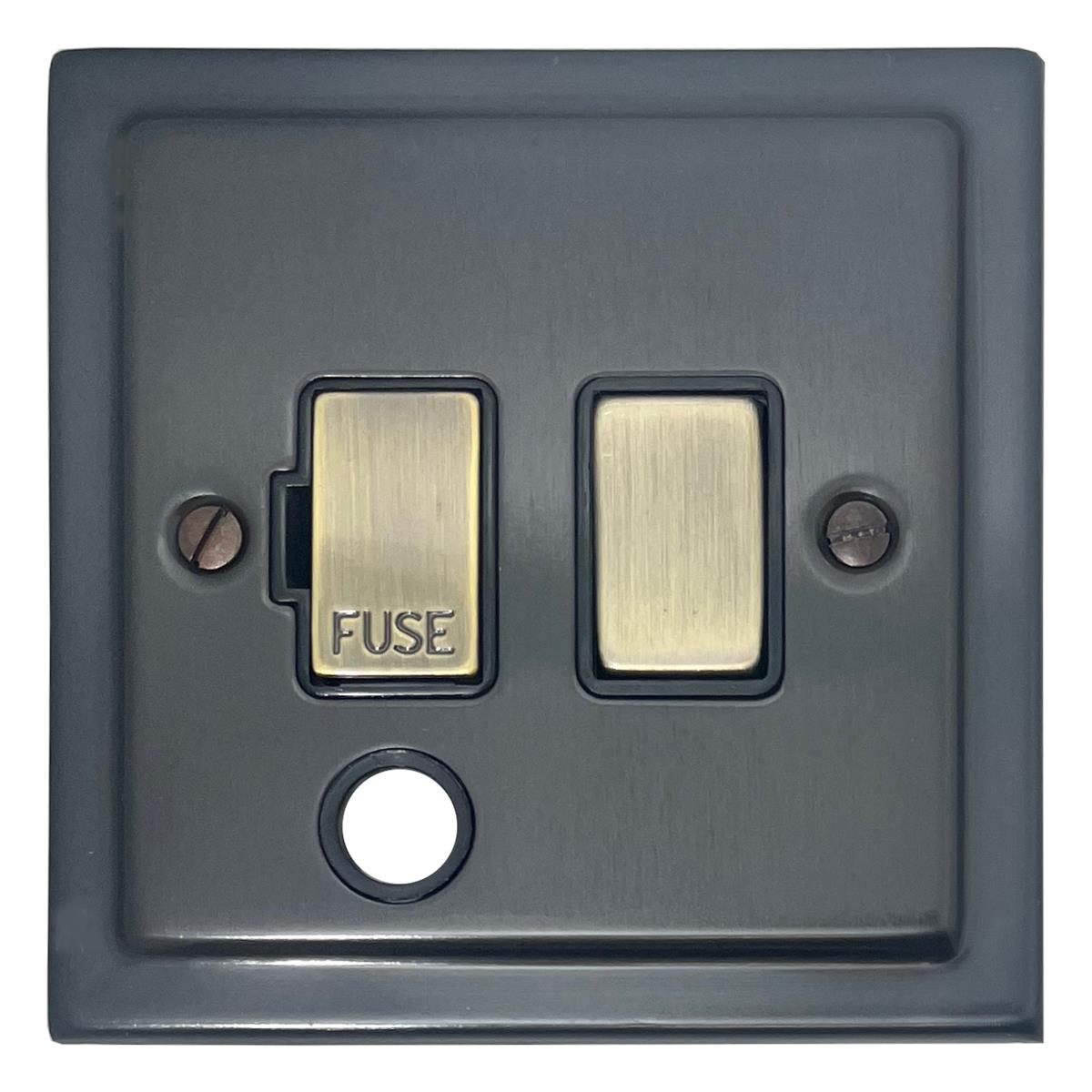 Trimline Black Bronze Switch Fused Spur with Flex Outlet