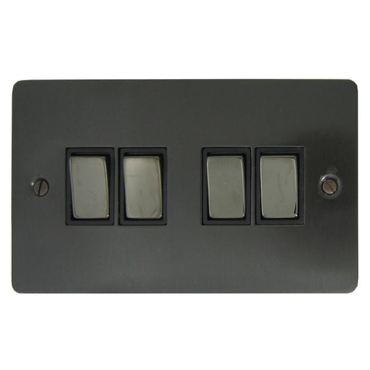 Flat Black Bronze 4 Gang 2 Way Switch