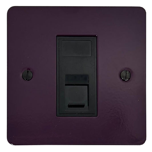 Flat Purple 1 Gang Rj45 Socket (Black Insert)