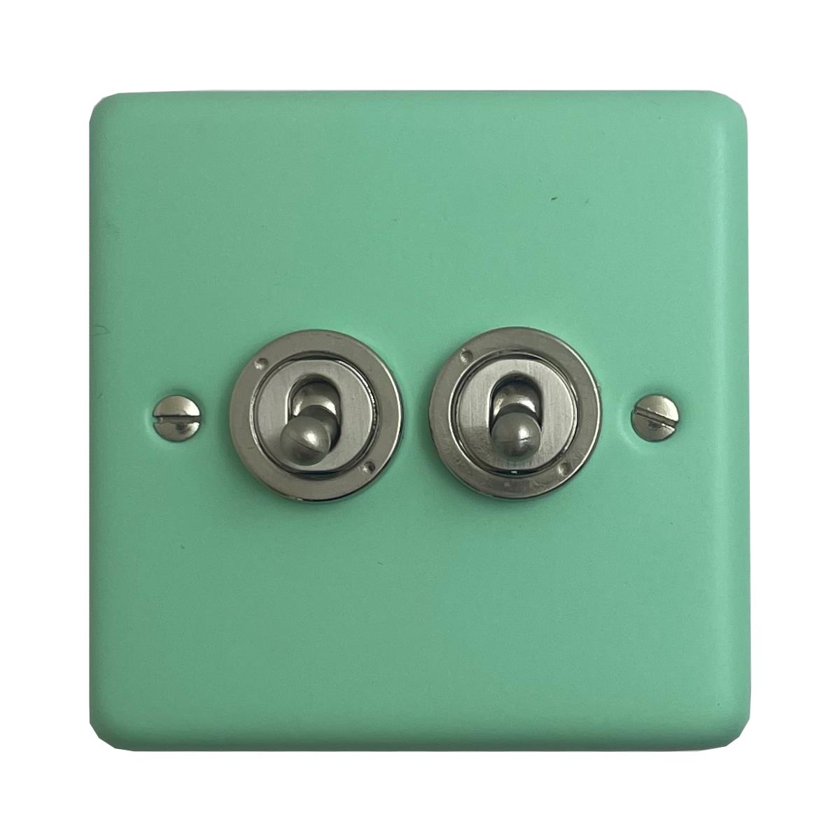 Classic Peppermint Green 2 Gang Grid Toggle Plate