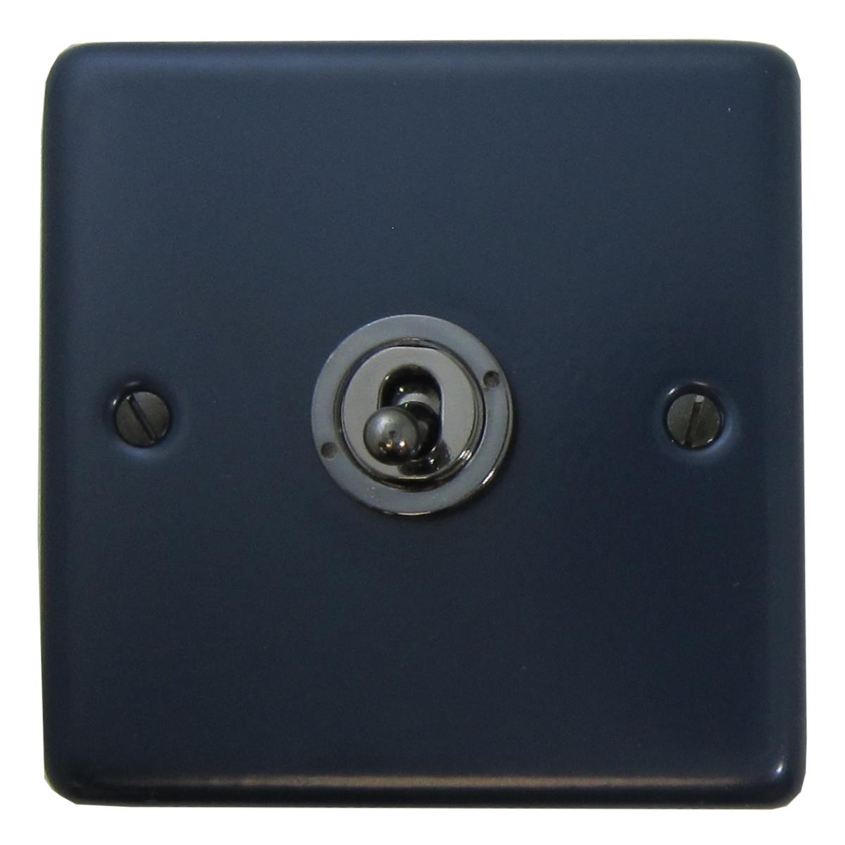 Contour Blue 1 Gang Toggle Switch (Black Nickel Toggle)