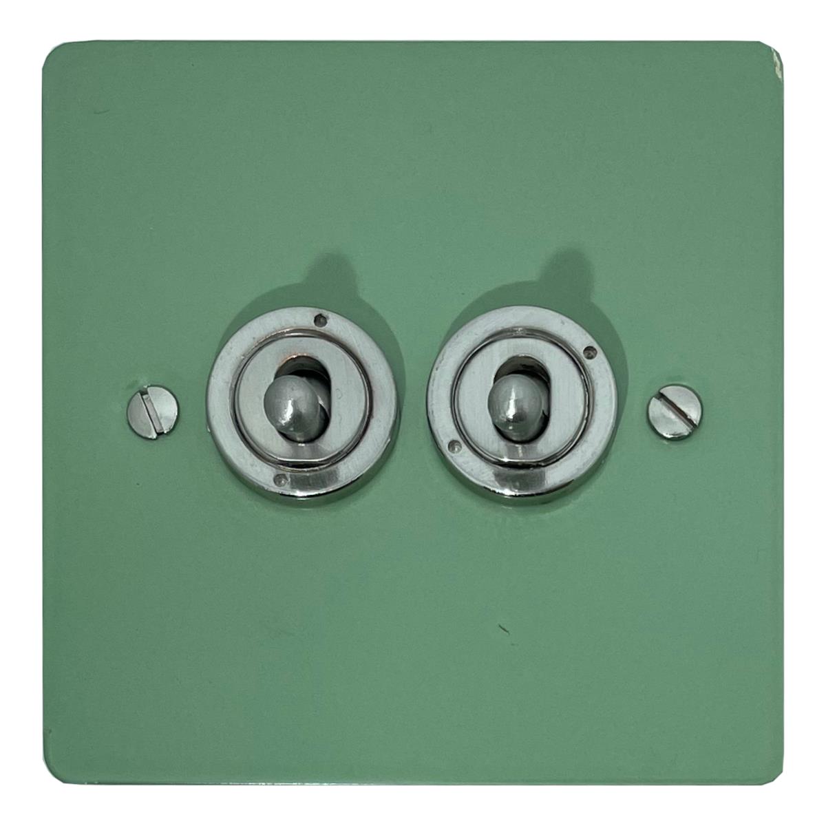 Flat Sage Green  2 Gang Grid Toggle Plate