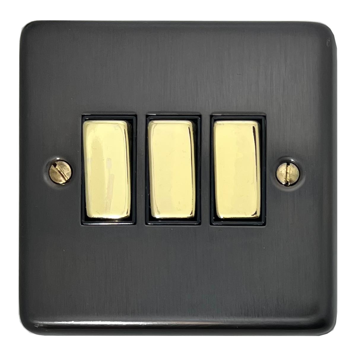 Contour Black Bronze 3 Gang Switch