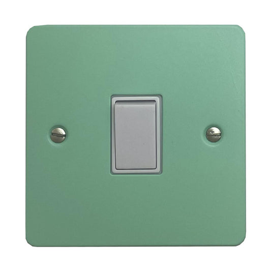 Flat Peppermint Green 1 Gang Switch (White Switch)