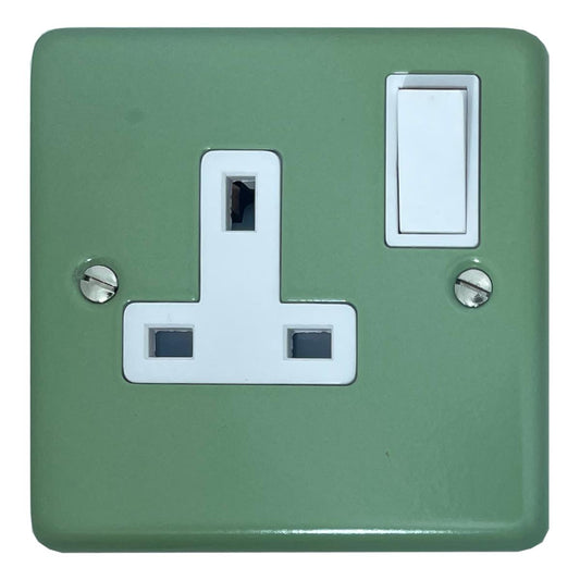 Classic Sage Green 1 Gang Socket (White Switch)