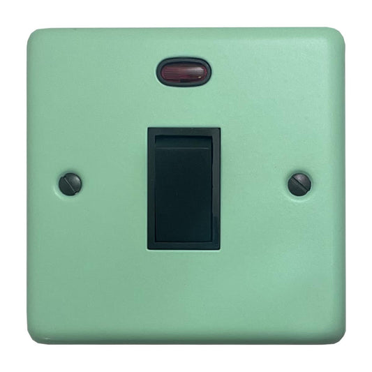 Classic Peppermint Green 20 Amp DP Switch with Neon (Black Switch)