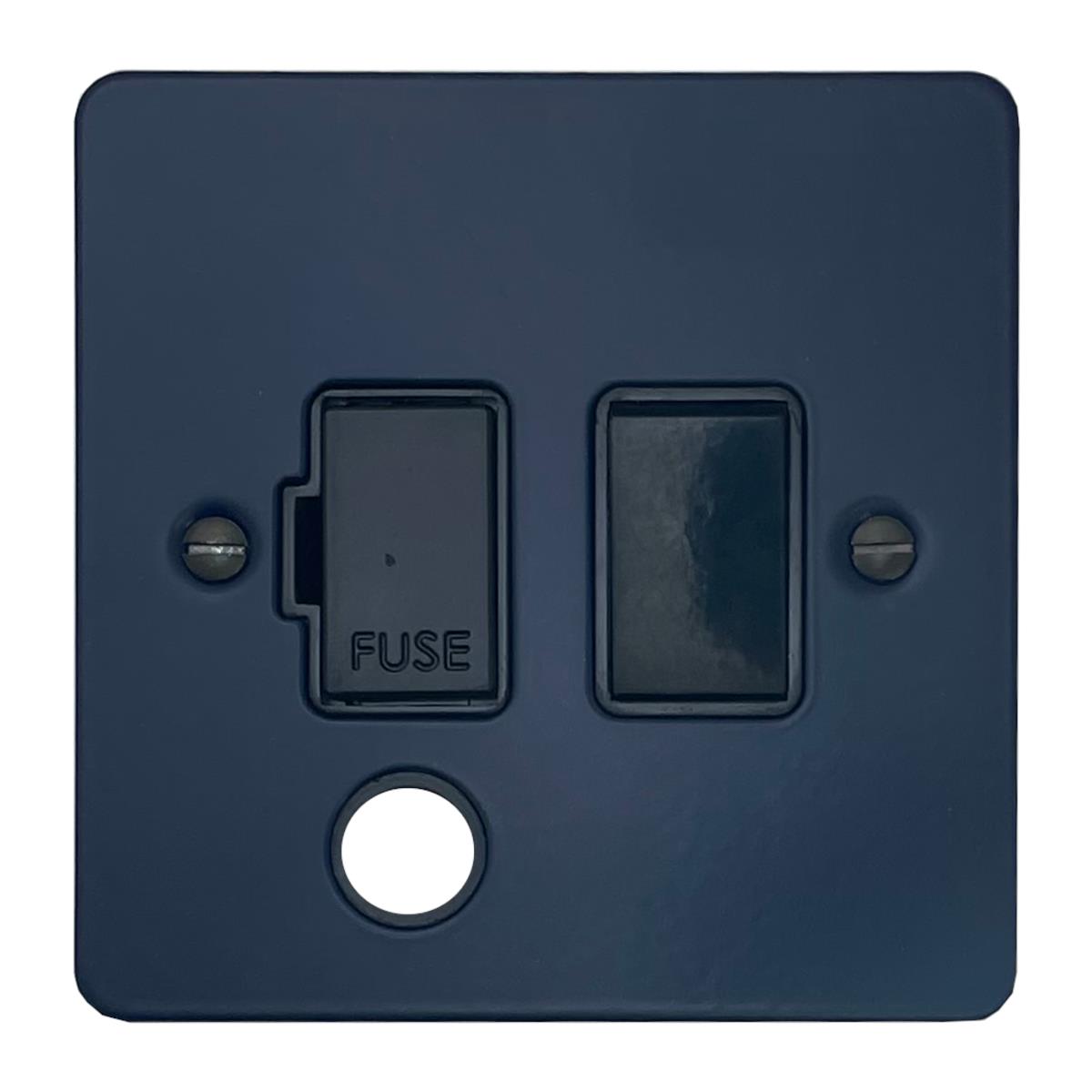 Flat Blue Switched Fuse Spur with Flex Outlet (Black Switch)