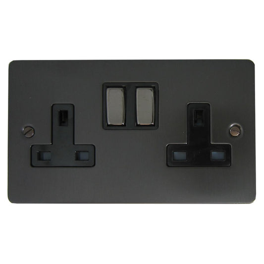 Flat  Black Bronze  2 Gang Socket