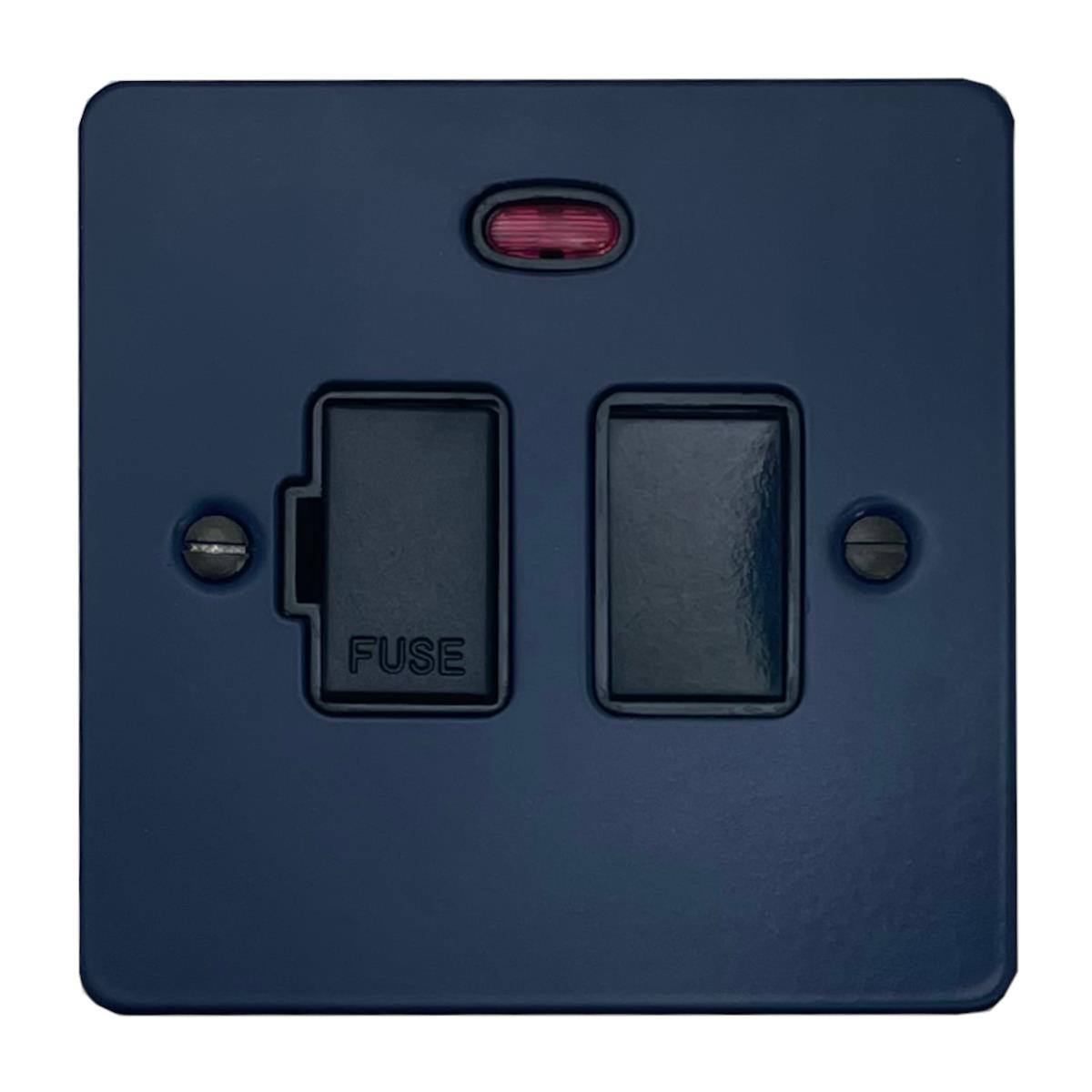 Flat Blue Switched Fuse Spur with Neon (Black Switch)