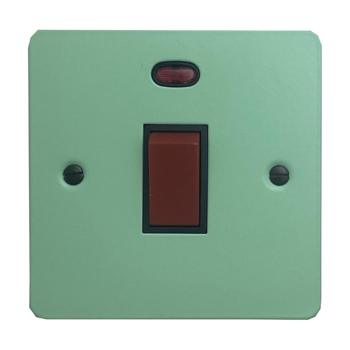 Flat Peppermint Green 45 Amp DP Switch with Neon (Black Insert)