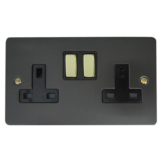 Flat  Black Bronze  2 Gang Socket