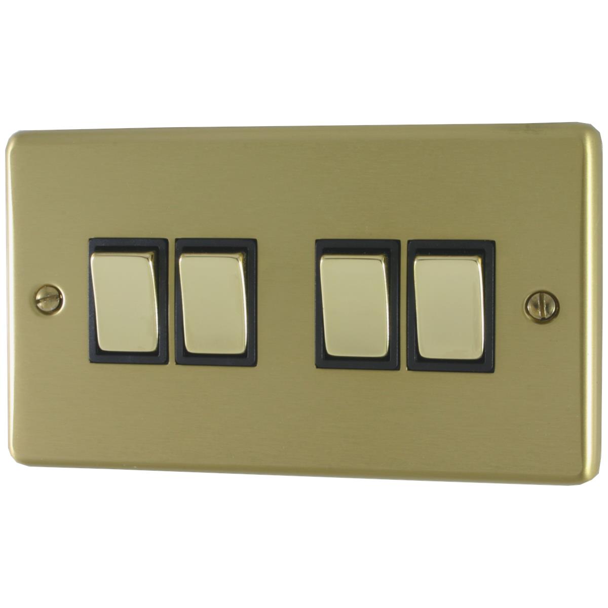 Contour Satin Brass 4 Gang 2 Way Switch