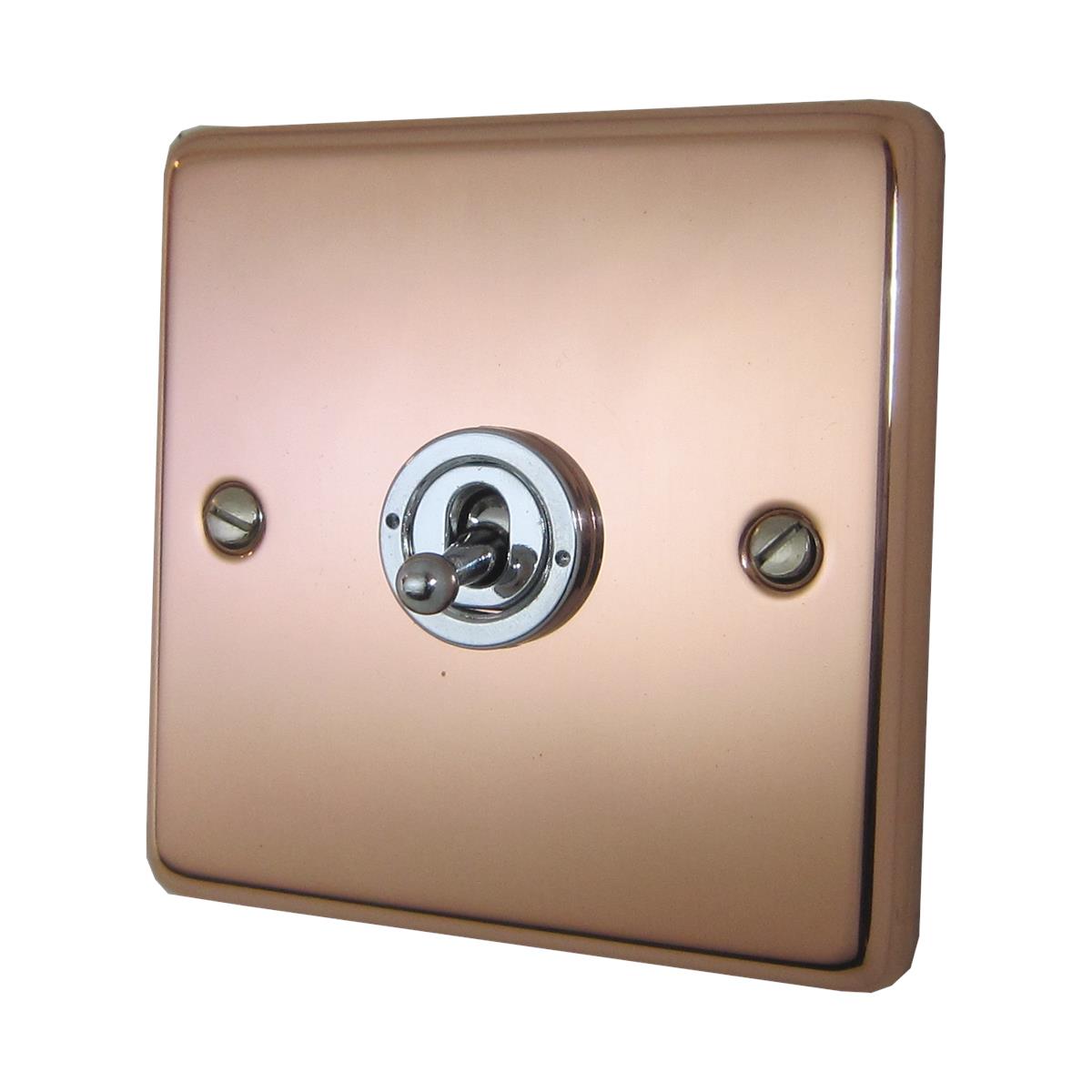 Contour Bright Copper 1 Gang Toggle Switch (Polished Chrome Toggle)