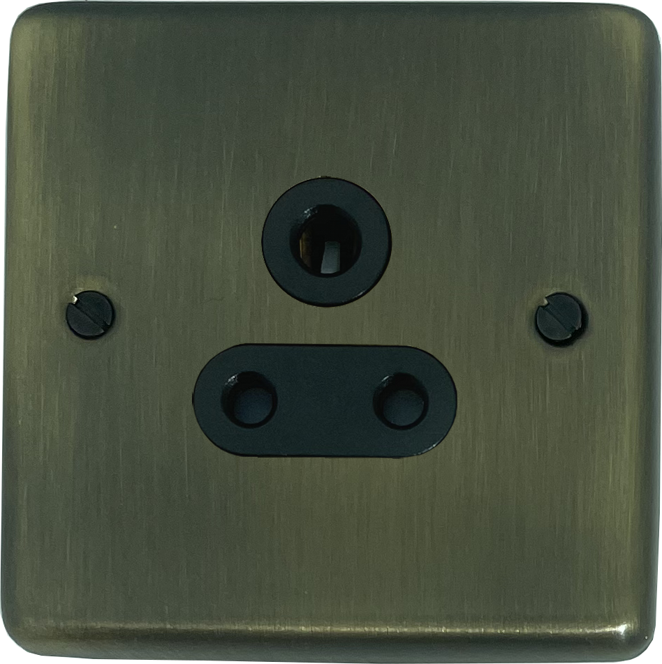 Contour Antique Brass 5 Amp Socket (Black Switch)