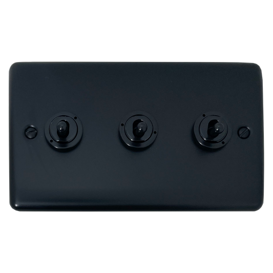 Basics Matt Black 3 Gang 2 Way Toggle