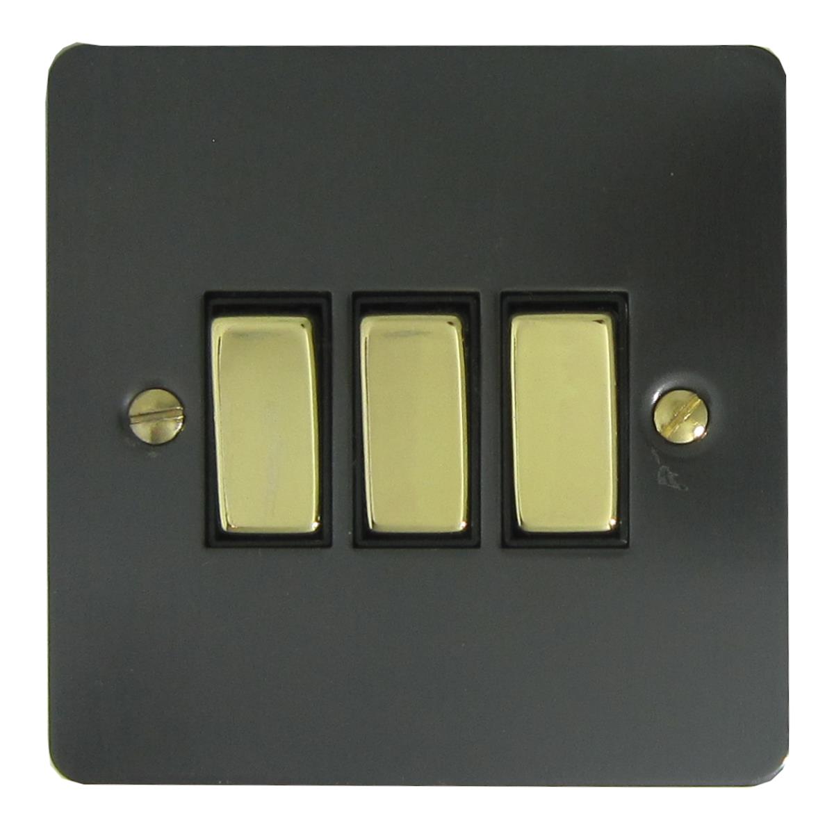 Flat Black Bronze 3 Gang 2 Way Switch