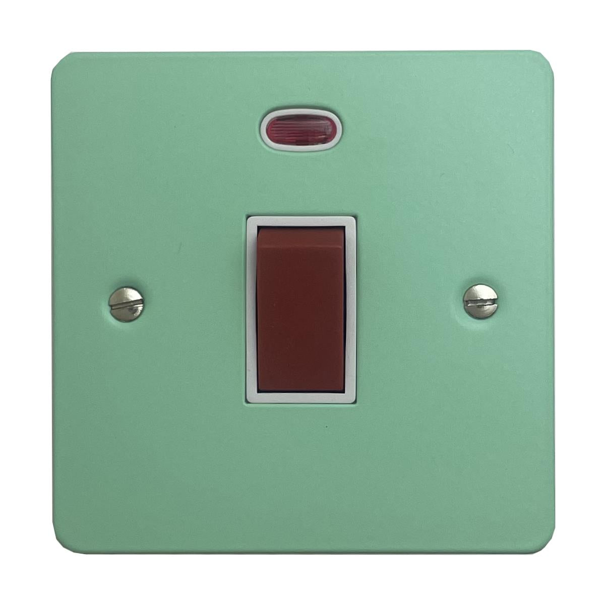 Flat Peppermint Green 45 Amp DP Switch with Neon (White Insert)