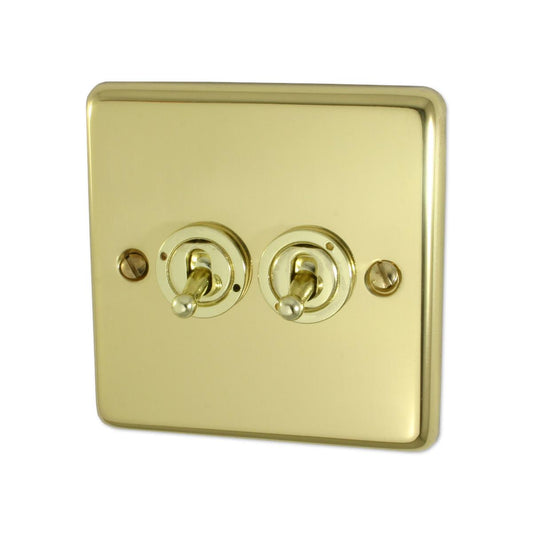 Contour Polished Brass 2  Gang Toggle Switch