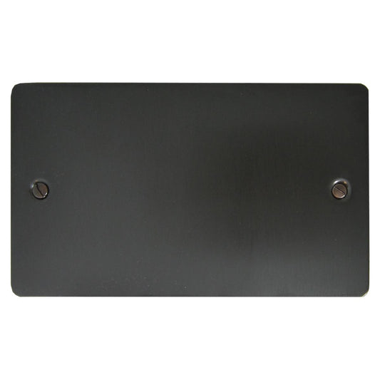 Flat Black Bronze 2 Gang Blank Plate