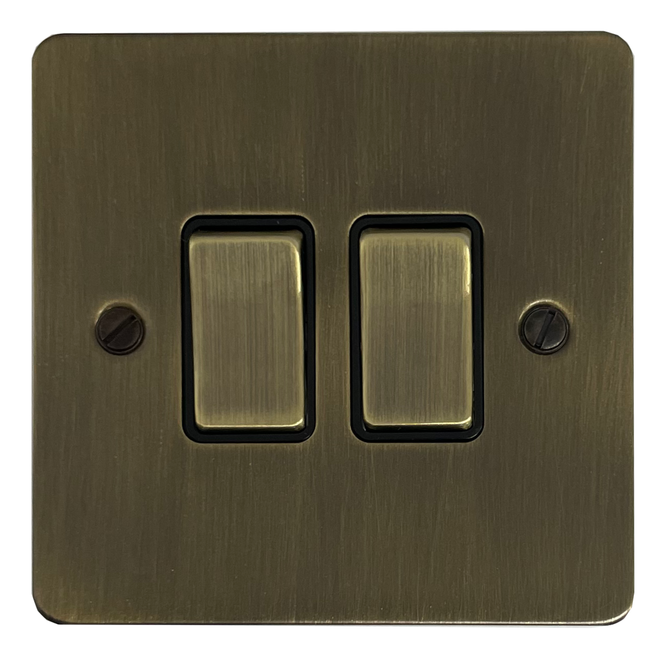 Flat Antique Brass 2 Gang Switch (Brass Switches)