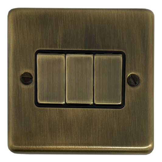 Contour Antique Brass 3 Gang Switch (Brass Switches)