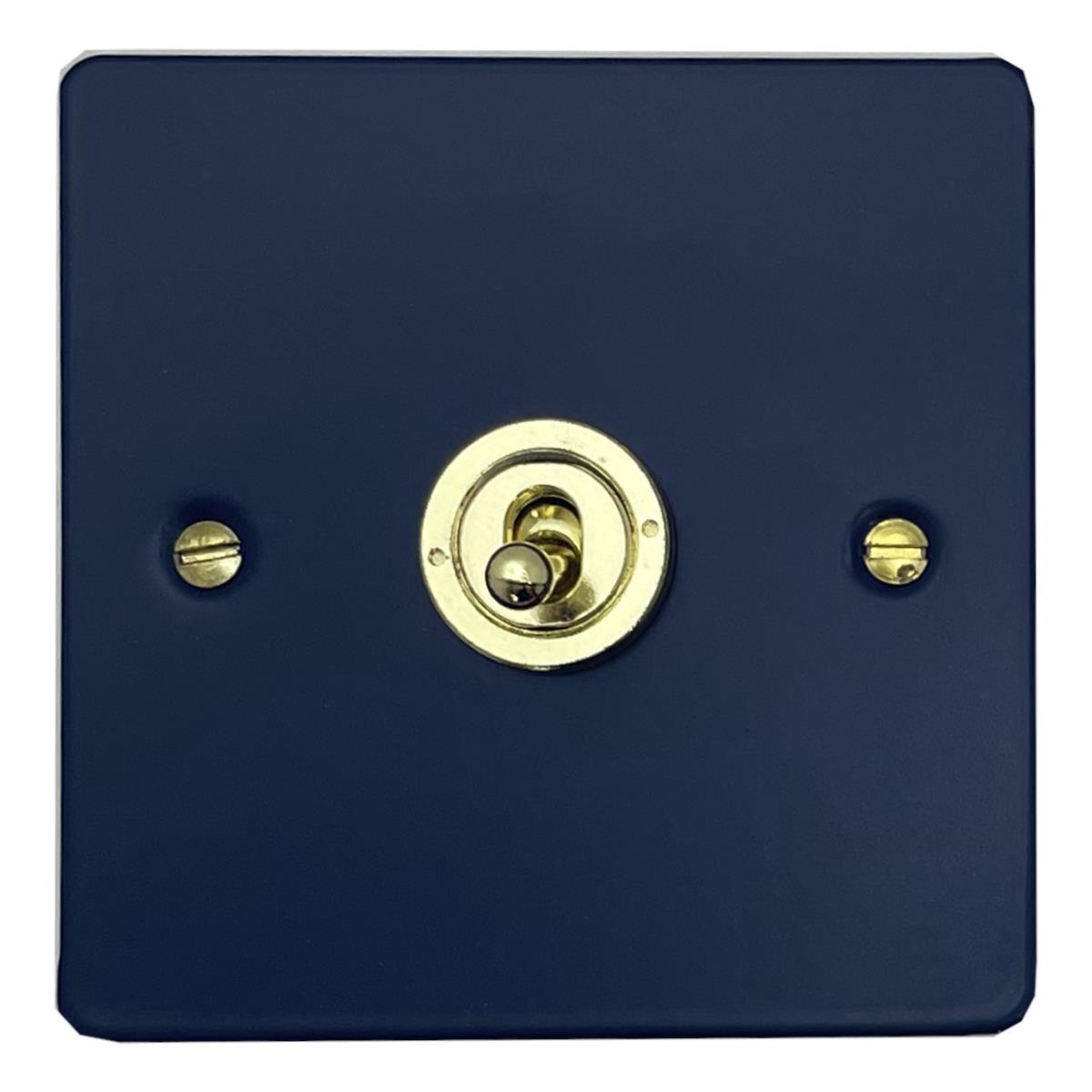 Flat Blue 1 Gang Grid Toggle Plate