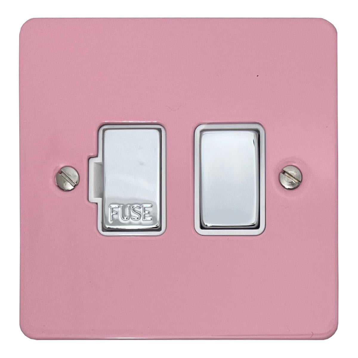 Flat Gloss Pink Switched Fuse Spur (Polished Chrome Switch/White Insert)