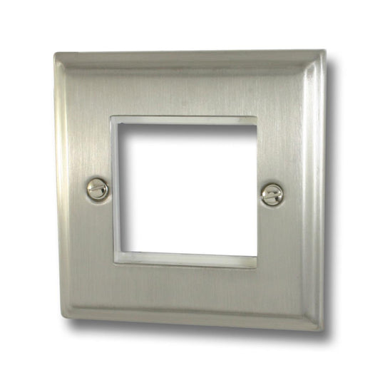 Deco Satin Nickel 2 Gang Mod Plate & Frame