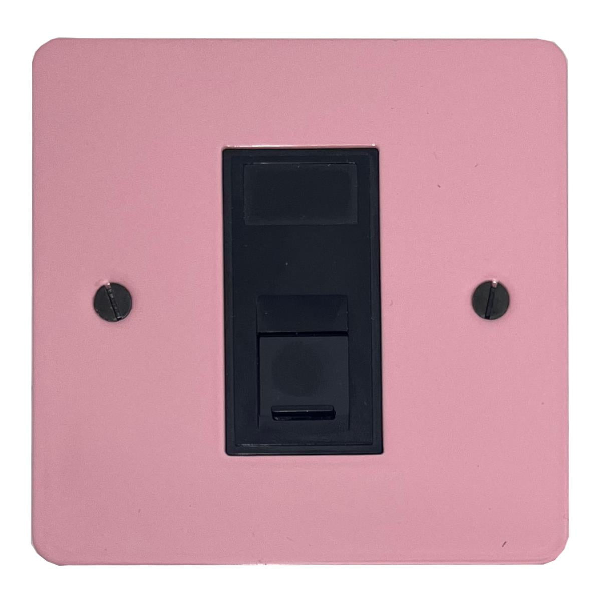 Flat Gloss Pink 1 Gang Rj45 Socket (Black Insert)