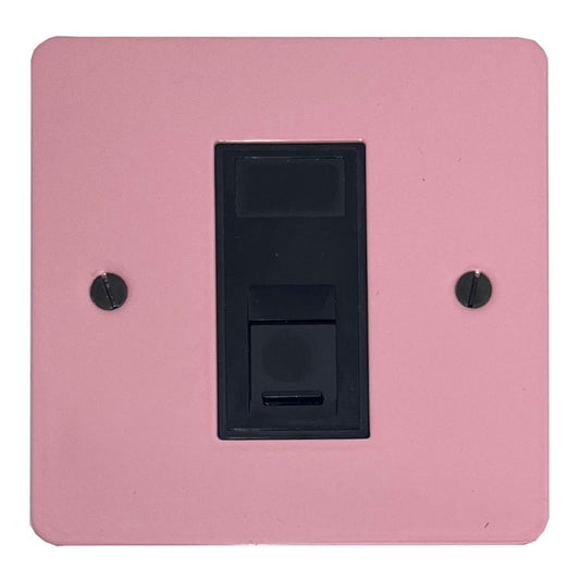 Flat Gloss Pink 1 Gang Rj45 Socket (Black Insert)