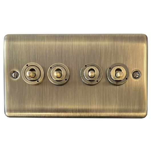 Basics Antique Brass 4 Gang 2 Way Toggle