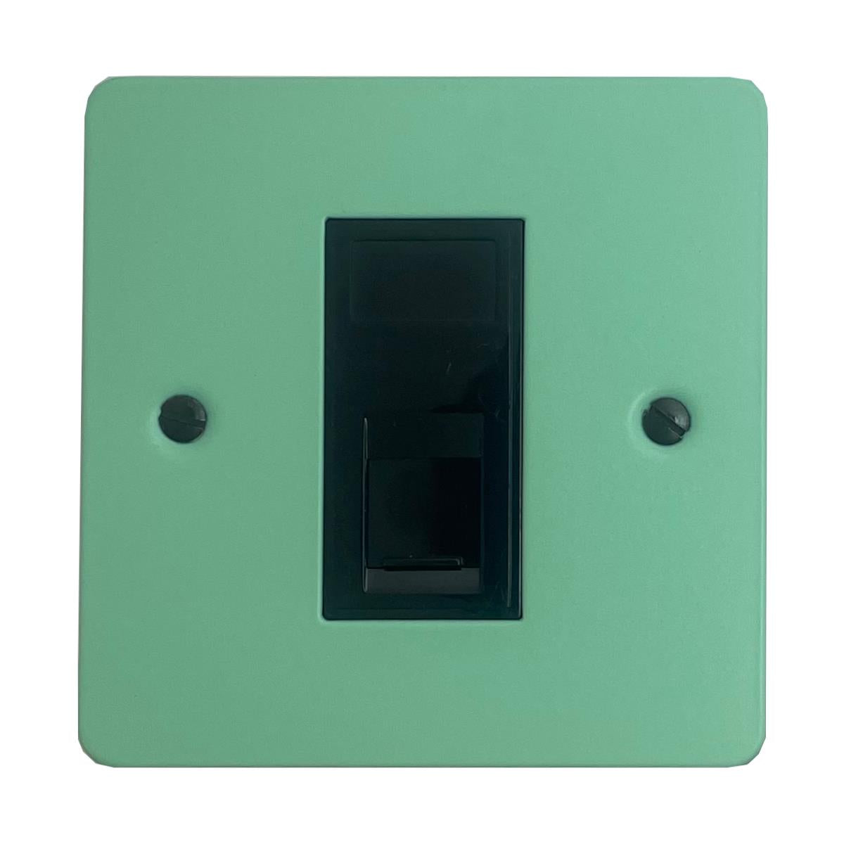 Flat Peppermint Green 1 Gang Rj45 Socket (Black Insert)