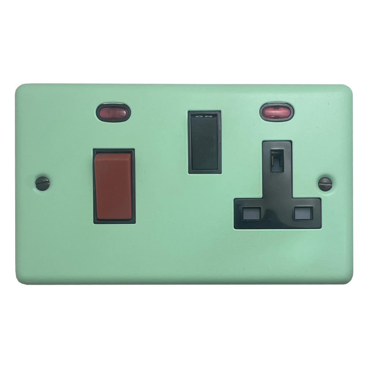 Classic Peppermint Green 45 Amp Cooker Switch and Socket (Black Switch)