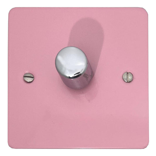 Flat Gloss Pink 1 Gang LED Dimmer (Polished Chrome Cap)