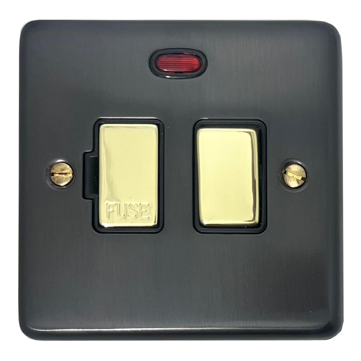 Contour Black Bronze Switched Fuse Spur with Neon (Black Insert/ Brass Switch)