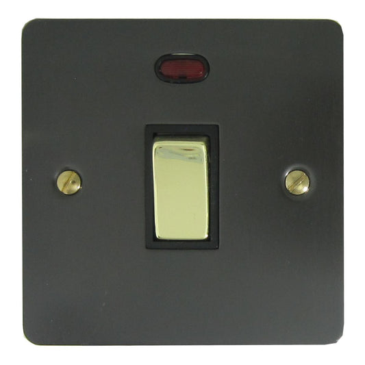 Flat Black Bronze 20A Dp Switch + Neon