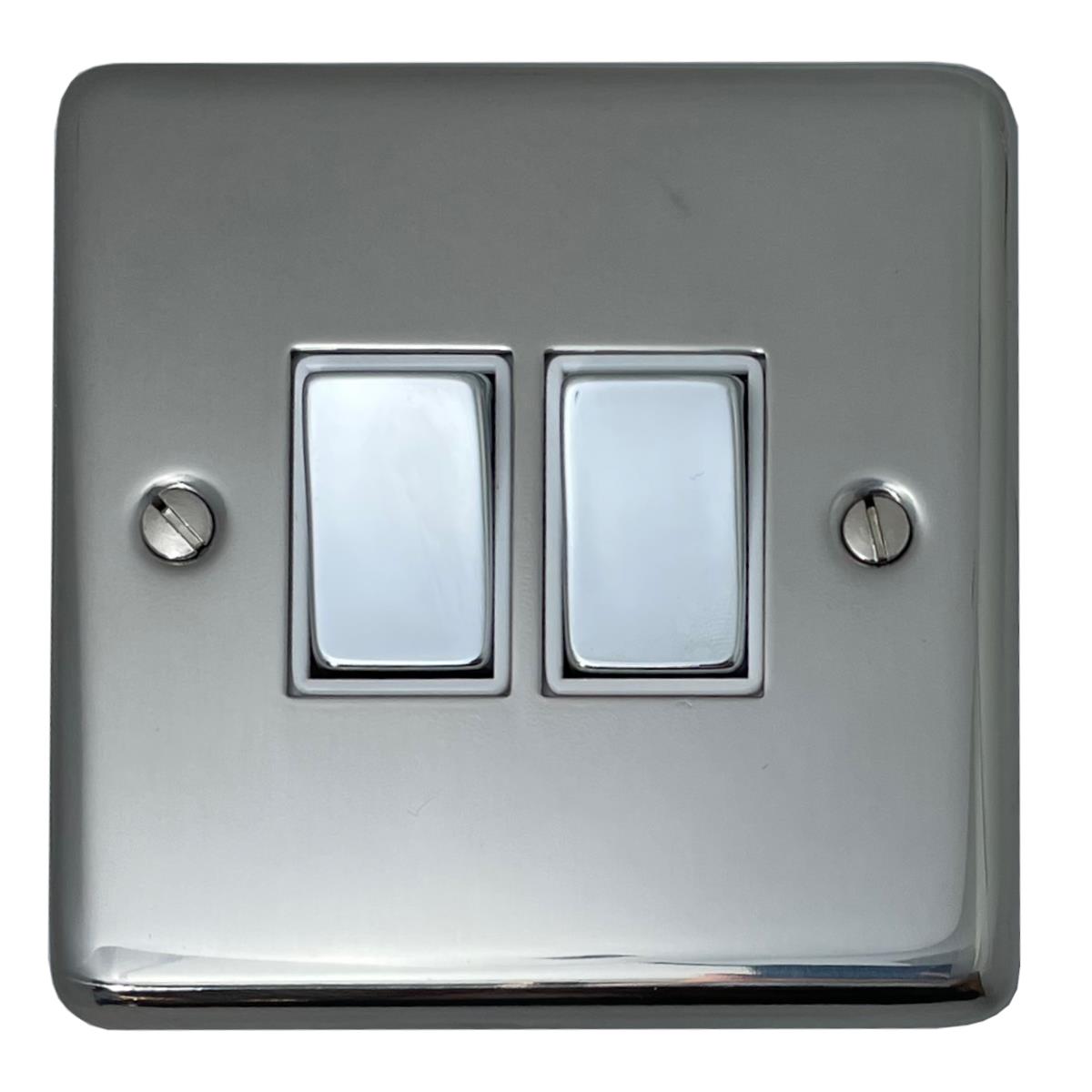 Contour Polished Steel 2  Gang 2 Way Switch