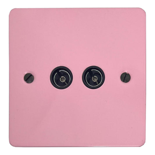 Flat Gloss Pink 2 Gang Coax Point (Black Insert)