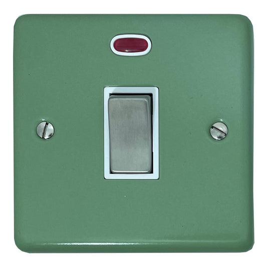 Classic Sage Green 20 Amp DP Switch with Neon (Satin Chrome Switch/White Insert)