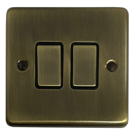 Contour Antique Brass 2 Gang Switch (Brass Switches)