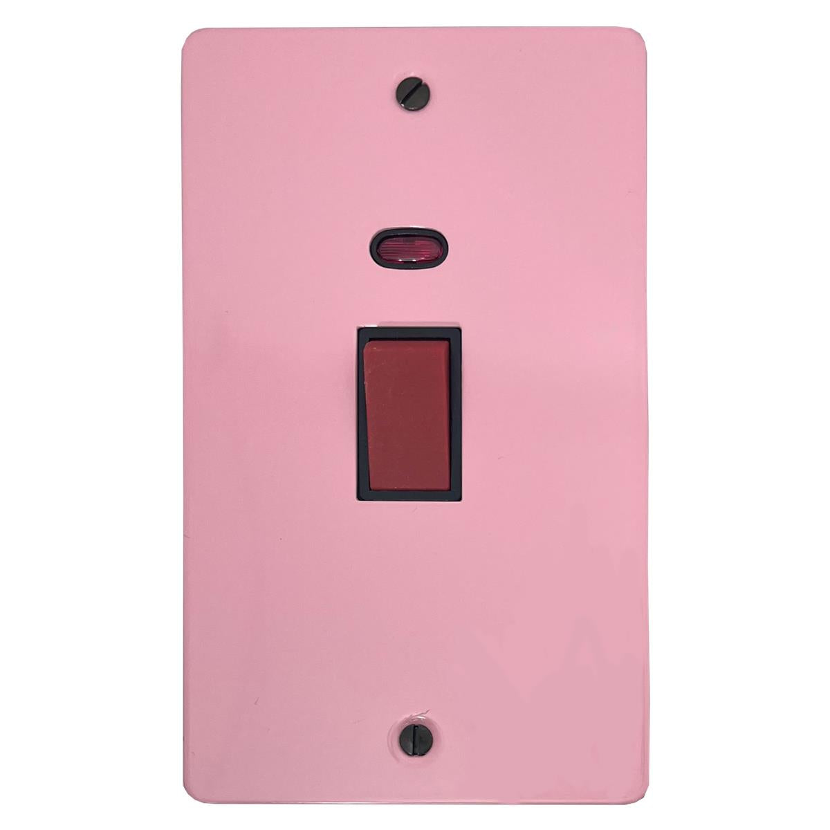 Flat Gloss Pink 45 Amp Vertical Cooker Switch (Black Switch)