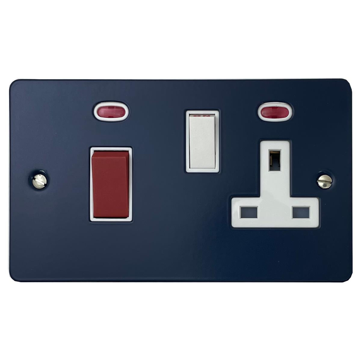 Flat Blue 45 Amp Cooker Switch and Socket (White Switch)