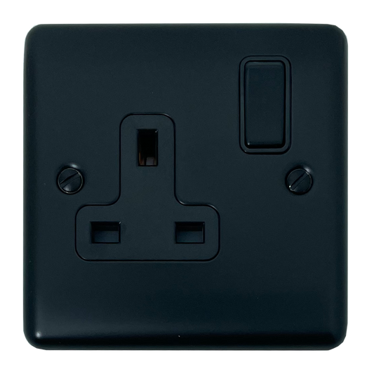 Basics Matt Black 1 Gang Socket