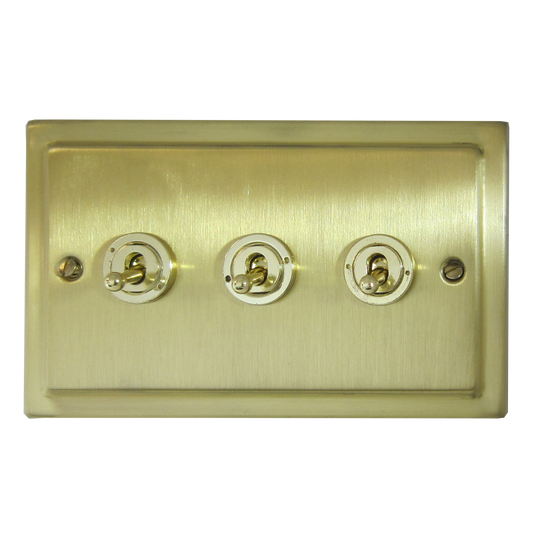 Trimline Satin Brass 3 Gang Toggle