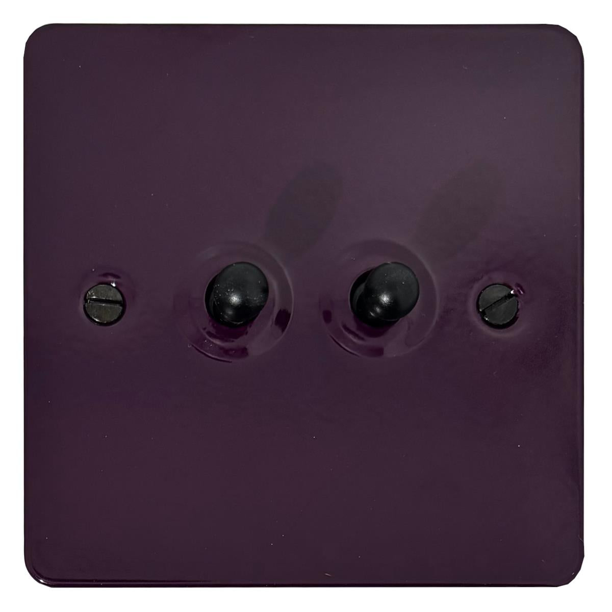 Flat Purple 2 Gang Toggle (Black Switch)