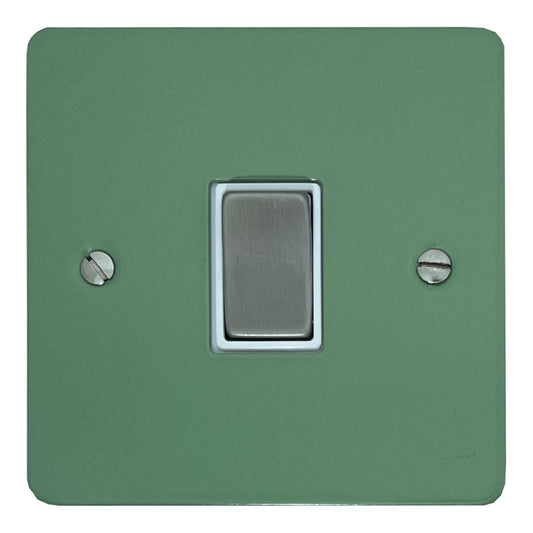 Flat Sage Green 1 Gang Switch (Satin Chrome Switch/White Insert)