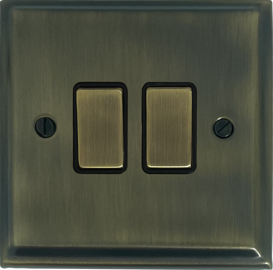 Deco Antique Brass 2 Gang Switch (Brass Switches)