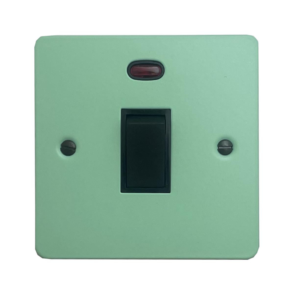 Flat Peppermint Green 20 Amp DP Switch with Neon (Black Switch)